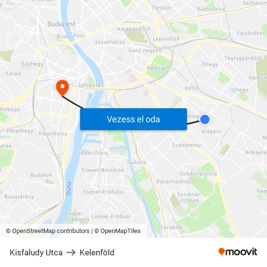 Kisfaludy Utca to Kelenföld map
