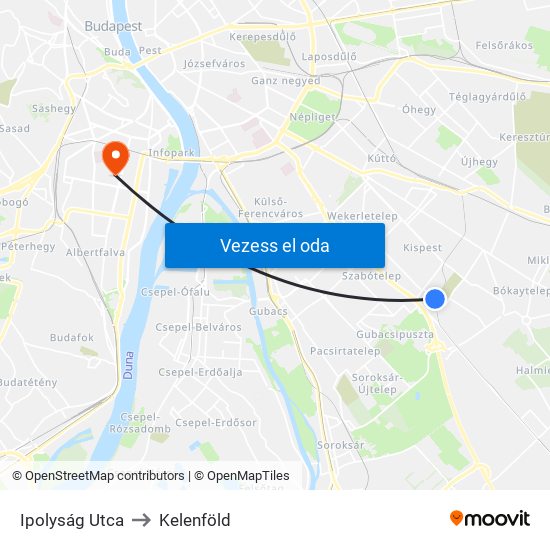 Ipolyság Utca to Kelenföld map