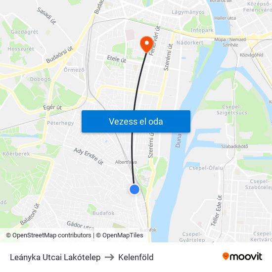 Leányka Utcai Lakótelep to Kelenföld map