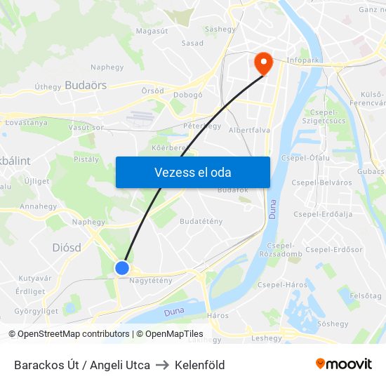 Barackos Út / Angeli Utca to Kelenföld map