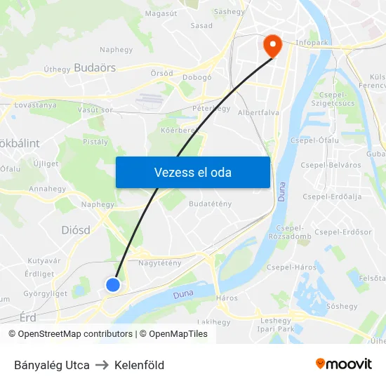 Bányalég Utca to Kelenföld map