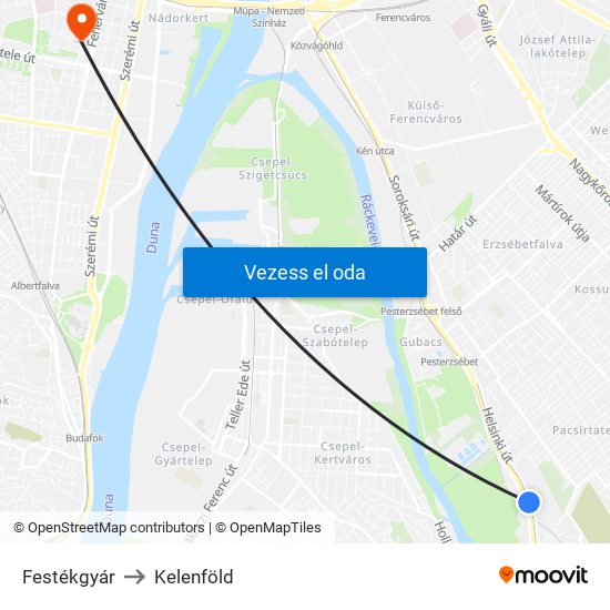 Festékgyár to Kelenföld map