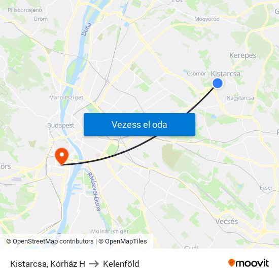 Kistarcsa, Kórház H to Kelenföld map