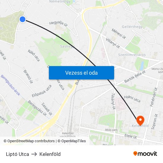 Liptó Utca to Kelenföld map