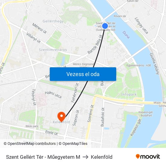 Szent Gellért Tér - Műegyetem M to Kelenföld map