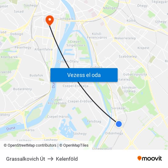 Grassalkovich Út to Kelenföld map