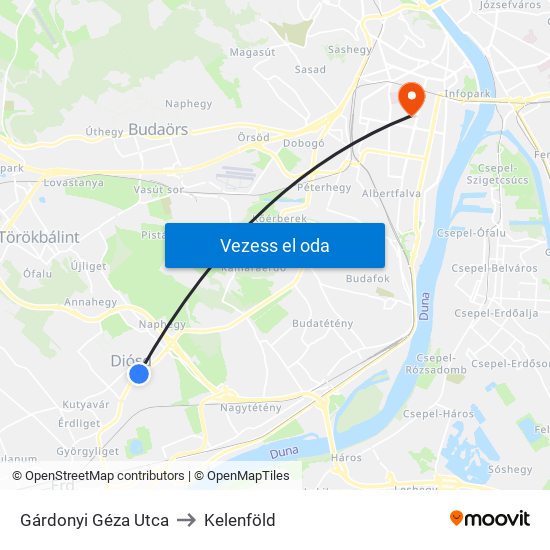 Gárdonyi Géza Utca to Kelenföld map