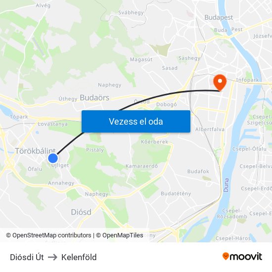 Diósdi Út to Kelenföld map