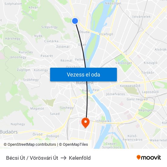 Bécsi Út / Vörösvári Út to Kelenföld map
