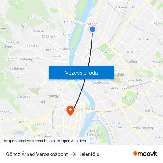 Göncz Árpád Városközpont to Kelenföld map