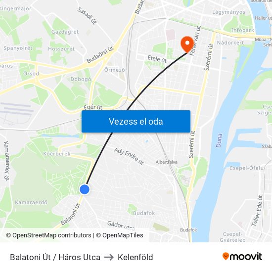 Balatoni Út / Háros Utca to Kelenföld map