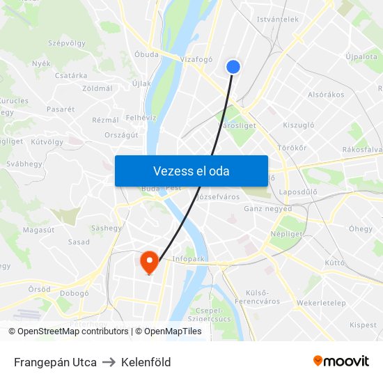 Frangepán Utca to Kelenföld map