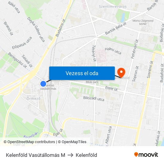 Kelenföld Vasútállomás M to Kelenföld map