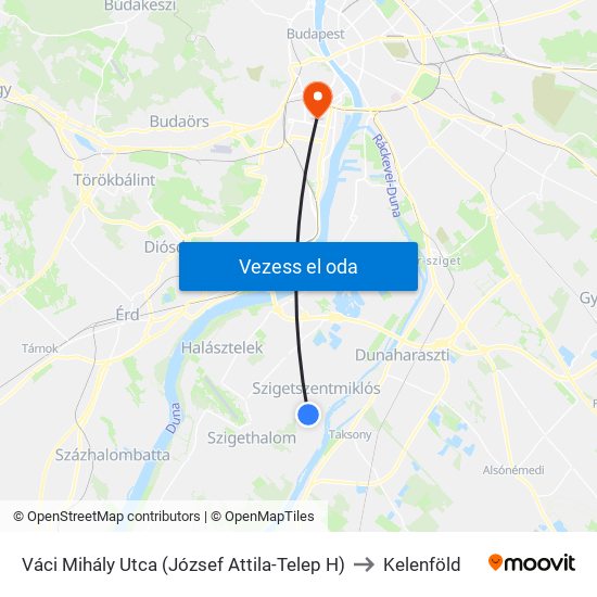 Váci Mihály Utca (József Attila-Telep H) to Kelenföld map