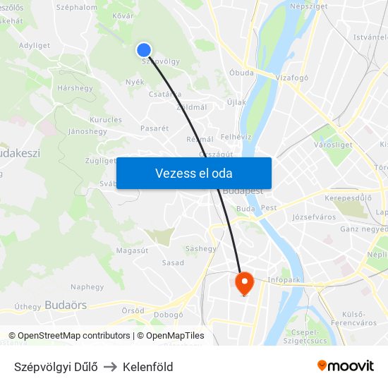 Szépvölgyi Dűlő to Kelenföld map