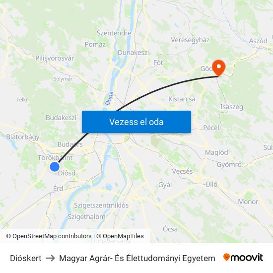 Dióskert to Magyar Agrár- És Élettudományi Egyetem map