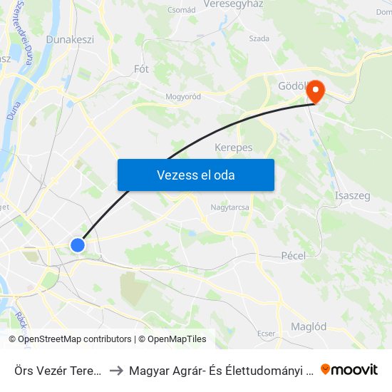 Örs Vezér Tere M+H to Magyar Agrár- És Élettudományi Egyetem map