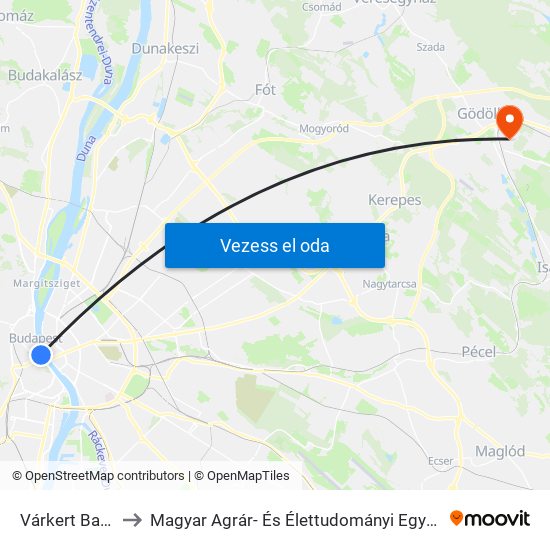 Várkert Bazár to Magyar Agrár- És Élettudományi Egyetem map