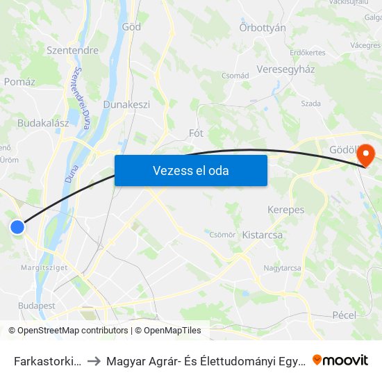 Farkastorki Út to Magyar Agrár- És Élettudományi Egyetem map