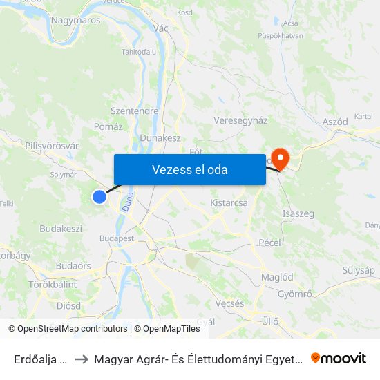 Erdőalja Út to Magyar Agrár- És Élettudományi Egyetem map