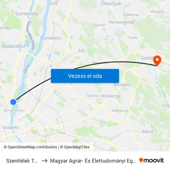 Szentlélek Tér H to Magyar Agrár- És Élettudományi Egyetem map