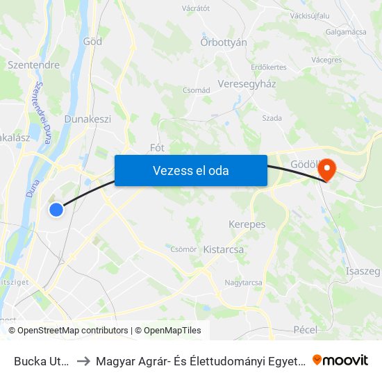 Bucka Utca to Magyar Agrár- És Élettudományi Egyetem map