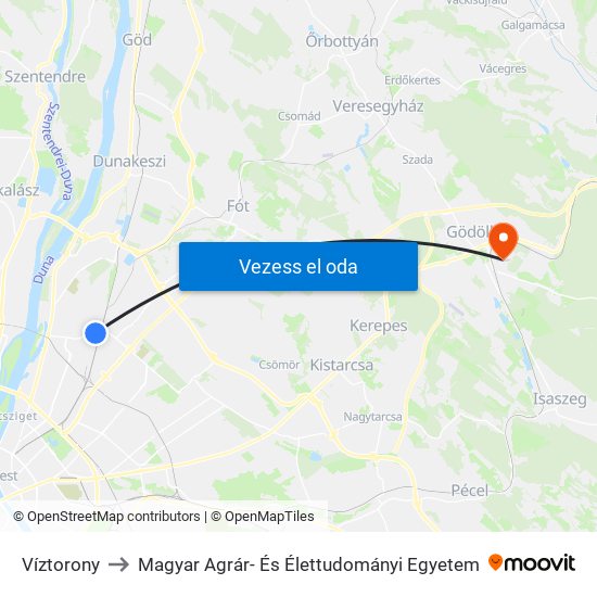 Víztorony to Magyar Agrár- És Élettudományi Egyetem map