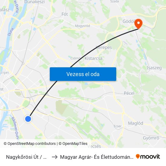 Nagykőrösi Út / Határ Út to Magyar Agrár- És Élettudományi Egyetem map
