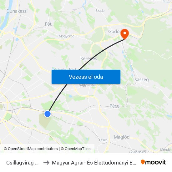 Csillagvirág Utca to Magyar Agrár- És Élettudományi Egyetem map