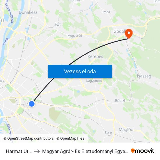 Harmat Utca to Magyar Agrár- És Élettudományi Egyetem map