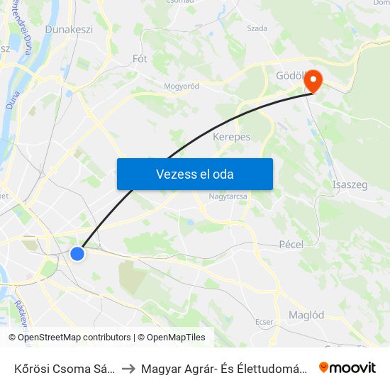 Kőrösi Csoma Sándor Út to Magyar Agrár- És Élettudományi Egyetem map