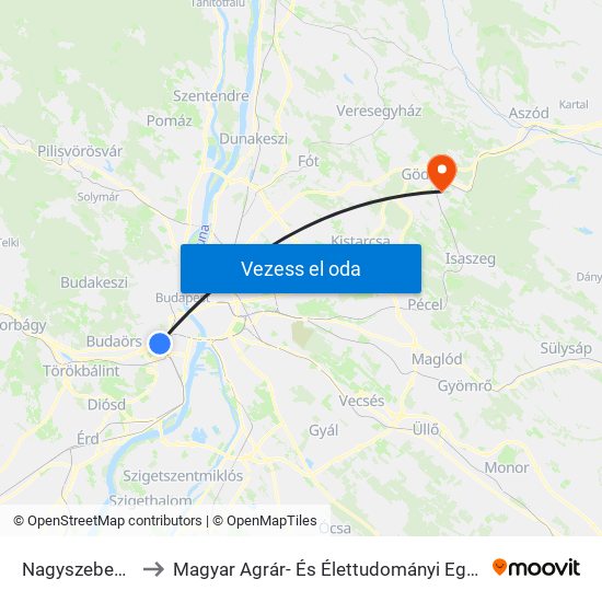 Nagyszeben Út to Magyar Agrár- És Élettudományi Egyetem map