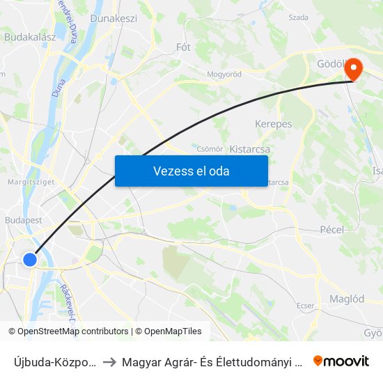 Újbuda-Központ M to Magyar Agrár- És Élettudományi Egyetem map