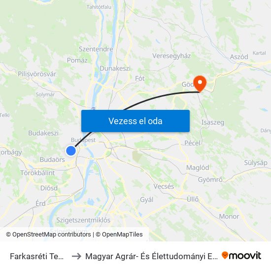 Farkasréti Temető to Magyar Agrár- És Élettudományi Egyetem map