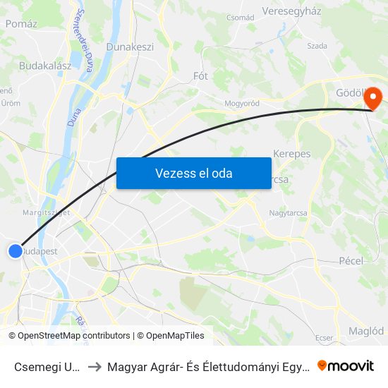 Csemegi Utca to Magyar Agrár- És Élettudományi Egyetem map