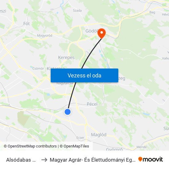 Alsódabas Utca to Magyar Agrár- És Élettudományi Egyetem map