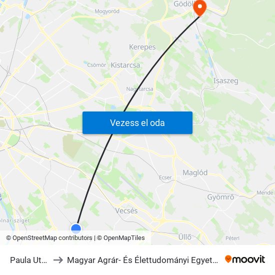 Paula Utca to Magyar Agrár- És Élettudományi Egyetem map