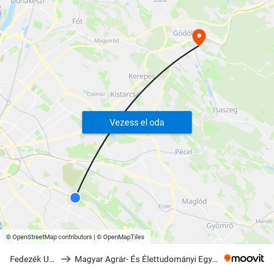 Fedezék Utca to Magyar Agrár- És Élettudományi Egyetem map