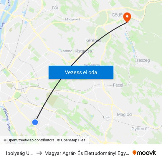 Ipolyság Utca to Magyar Agrár- És Élettudományi Egyetem map