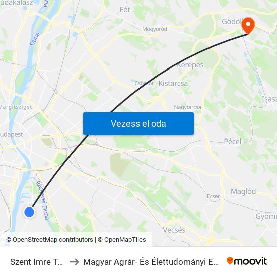 Szent Imre Tér H to Magyar Agrár- És Élettudományi Egyetem map