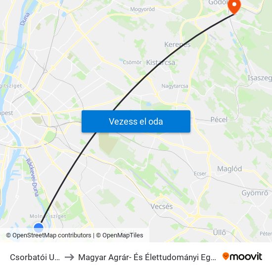 Csorbatói Utca to Magyar Agrár- És Élettudományi Egyetem map