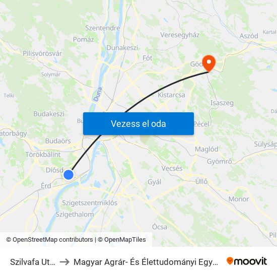 Szilvafa Utca to Magyar Agrár- És Élettudományi Egyetem map