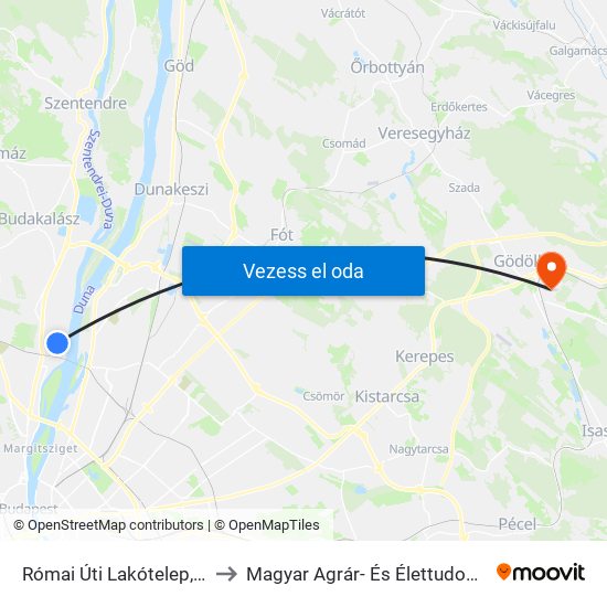 Római Úti Lakótelep, Varsa Utca to Magyar Agrár- És Élettudományi Egyetem map