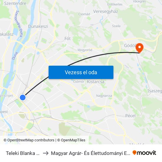 Teleki Blanka Utca to Magyar Agrár- És Élettudományi Egyetem map