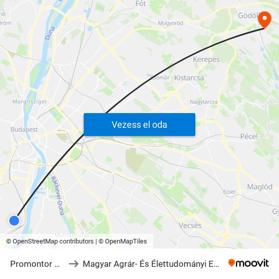 Promontor Utca to Magyar Agrár- És Élettudományi Egyetem map