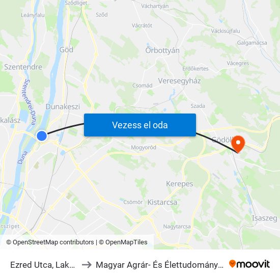 Ezred Utca, Lakótelep to Magyar Agrár- És Élettudományi Egyetem map