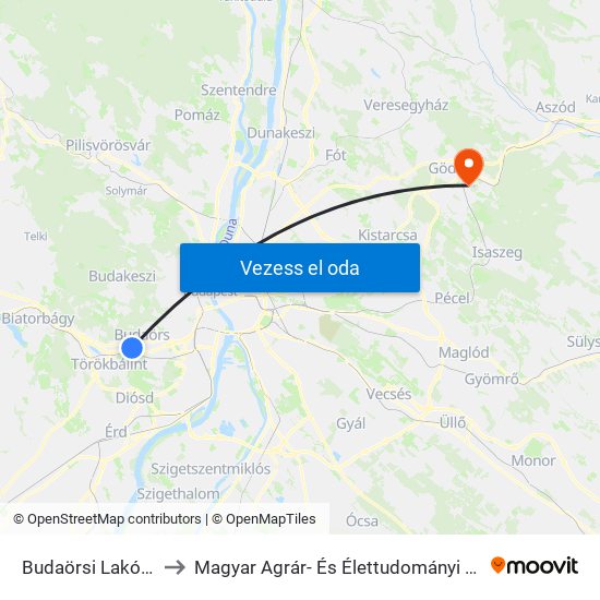 Budaörsi Lakótelep to Magyar Agrár- És Élettudományi Egyetem map