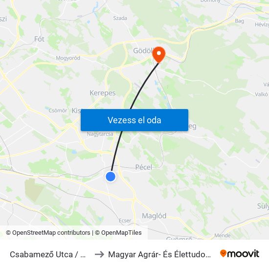 Csabamező Utca / Göcsej Utca to Magyar Agrár- És Élettudományi Egyetem map