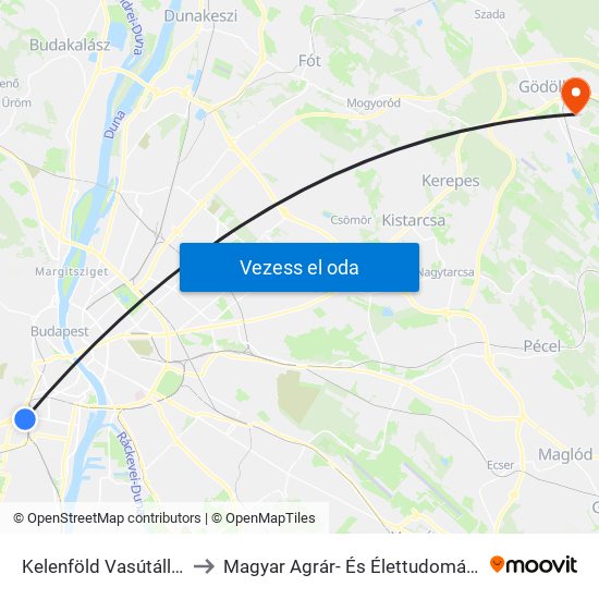 Kelenföld Vasútállomás M to Magyar Agrár- És Élettudományi Egyetem map