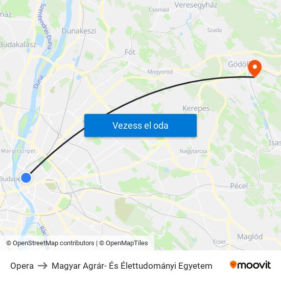 Opera to Magyar Agrár- És Élettudományi Egyetem map